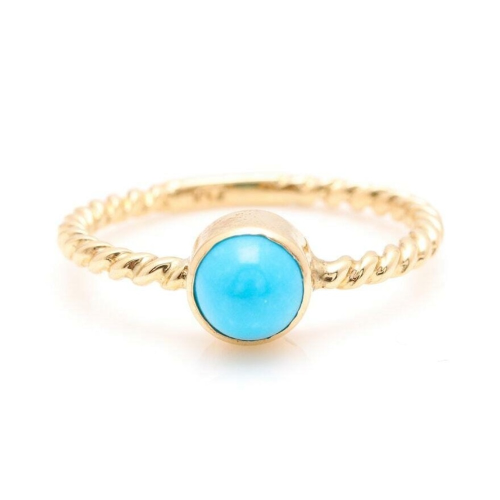 Splendid Natural Turquoise 14ky Solid Gold Ring - image 1